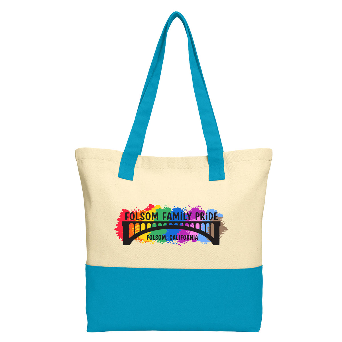 Folsom Family Pride 2026 Natural/Turquoise Tote Bag