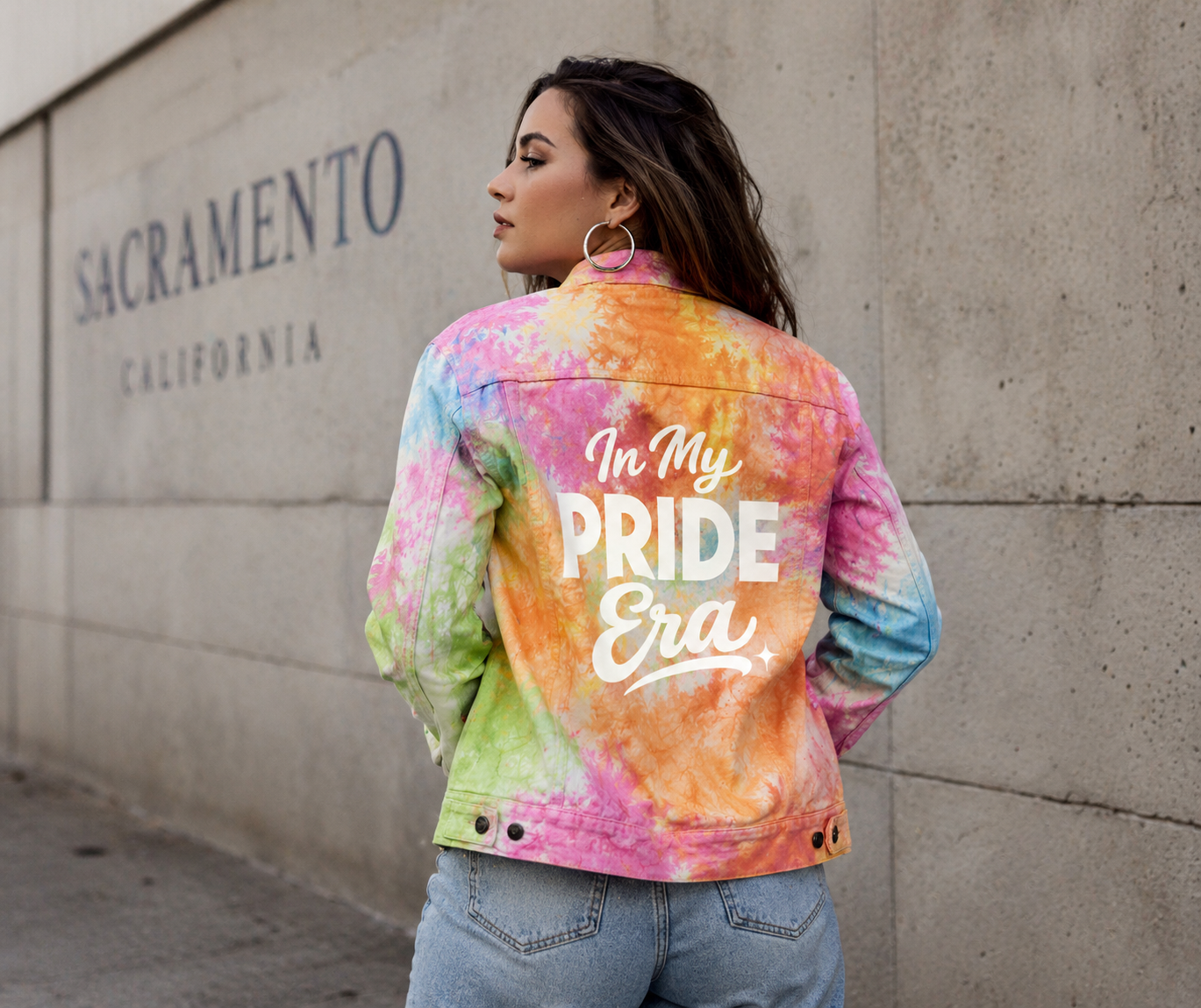 'In My Pride Era' Tie Dye Denim Jacket