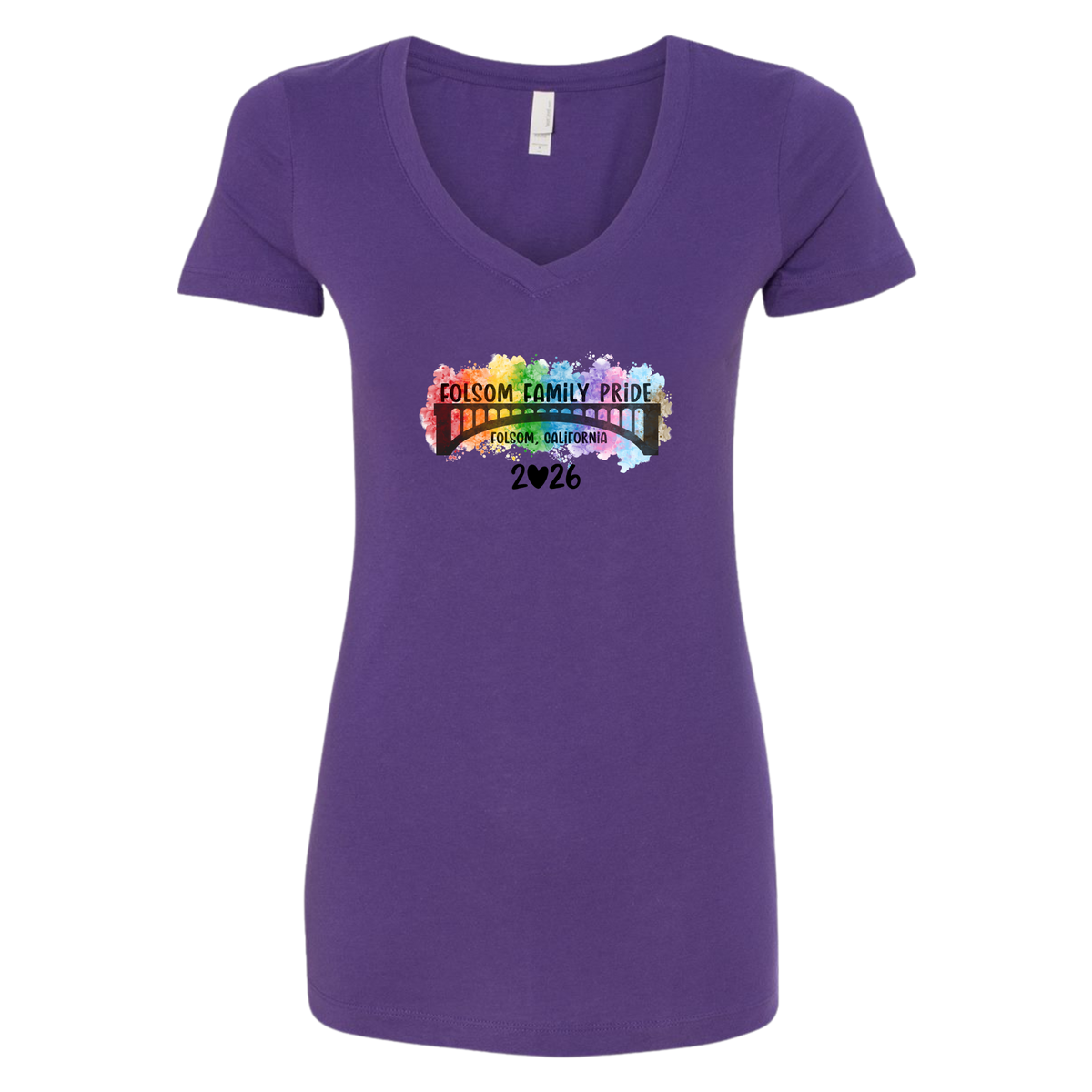 Folsom Family Pride 2026 V-Neck Tee – Purple Rush
