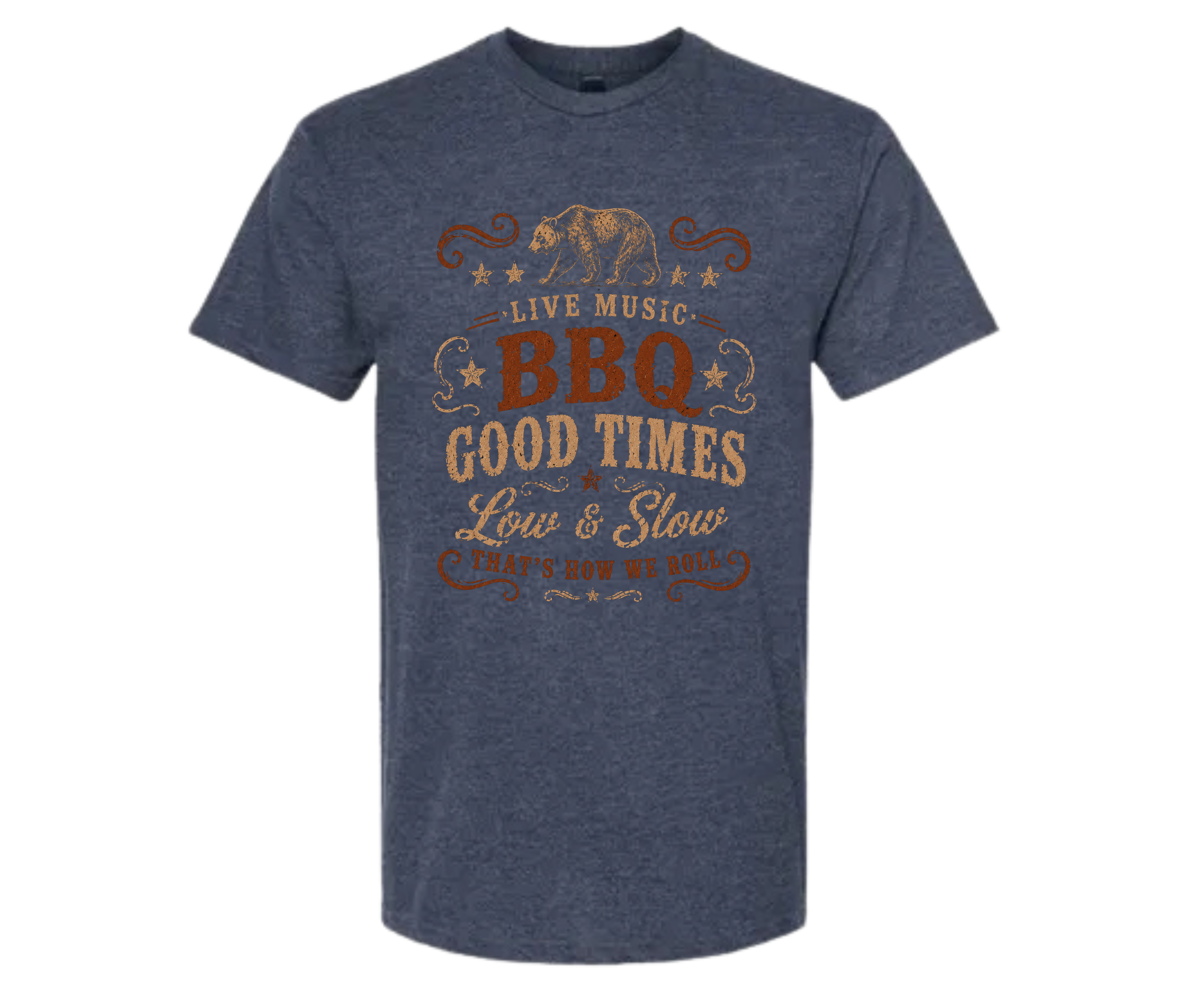 BBQ Good Times – Low & Slow Unisex Tee - Heather Denim