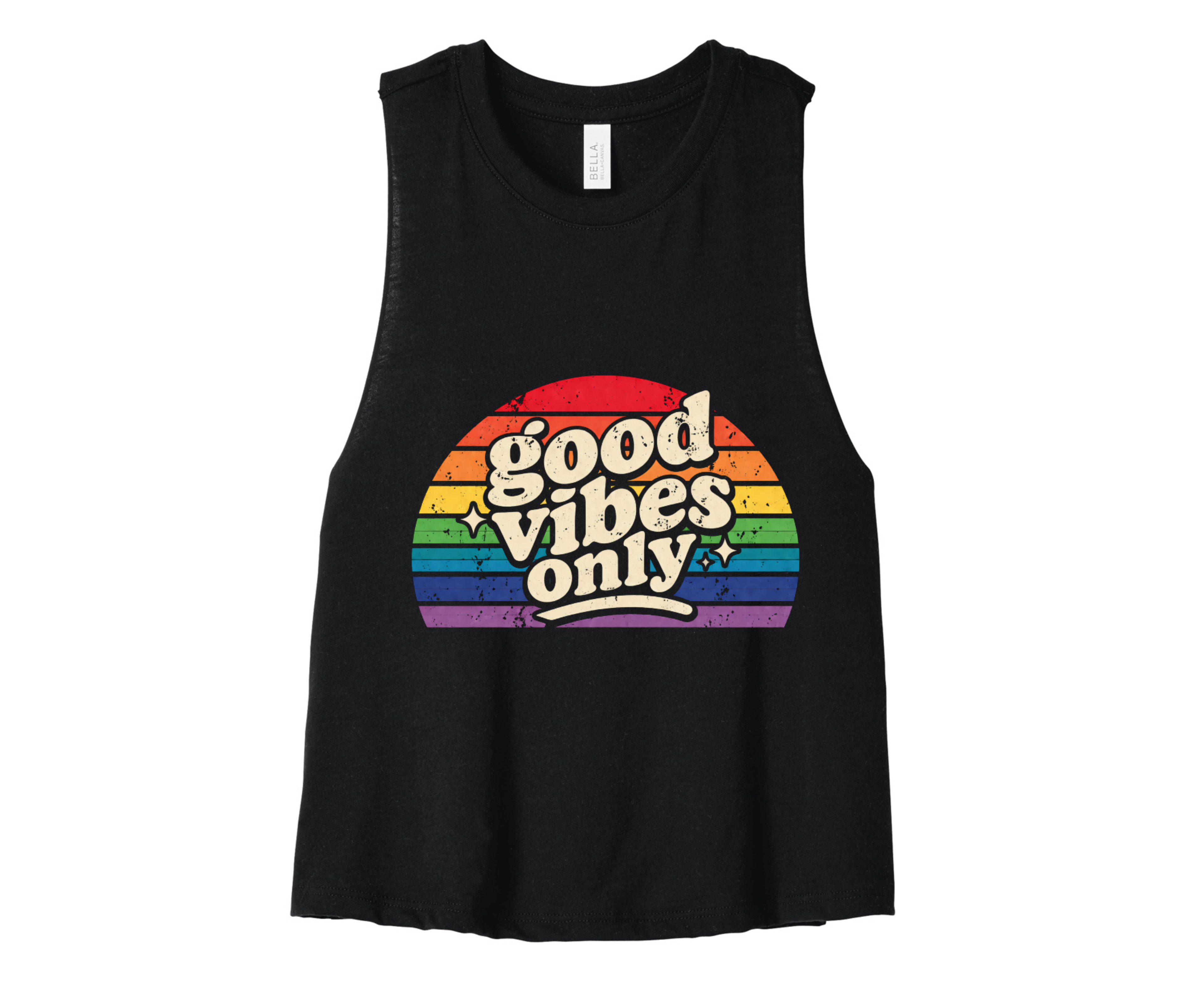 Good Vibes Only Black Crop Tank