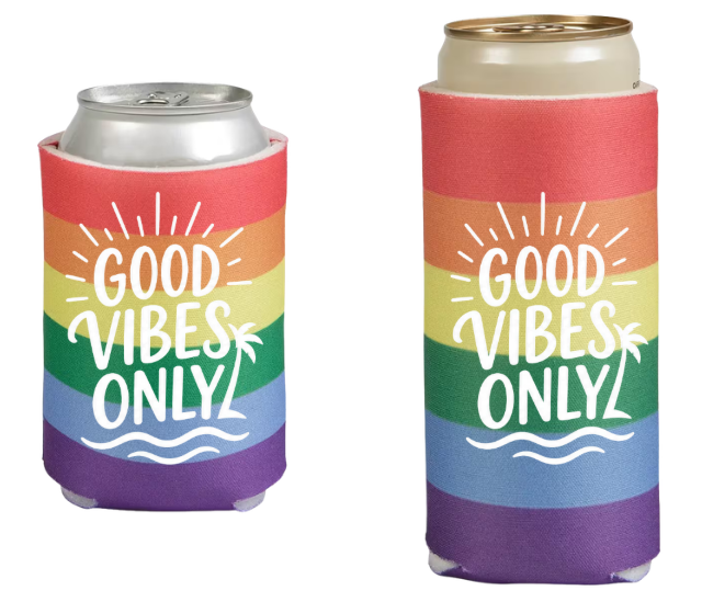 Good Vibes Only Rainbow Can Koozie